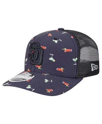 New Era Men's Black San Diego Padres Adventure Drinks Pattern 9SEVENTY Stretch-Snap Hat