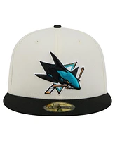 New Era Men's White San Jose Sharks Chrome Two-Toned 59FIFTY Fitted Hat