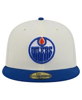 New Era Men's White Edmonton Oilers Chrome Two-Toned 59FIFTY Fitted Hat