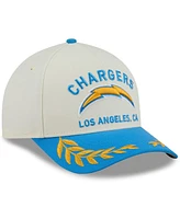 New Era Men's Cream/Powder Blue Los Angeles Chargers 2025 Nfl Draft 9FORTY A-Frame M-Crown Adjustable Hat