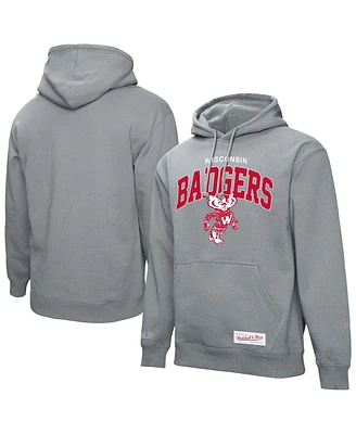 Mitchell & Ness Men's Heather Gray Wisconsin Badgers Classic Arch Pullover Hoodie
