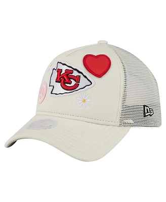 New Era Women's Cream Kansas City Chiefs All Love 9FORTY Adjustable Trucker Hat