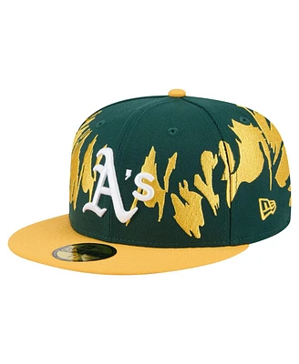 New Era Men's Green/Gold Athletics Retro Pattern 59FIFTY Fitted Hat