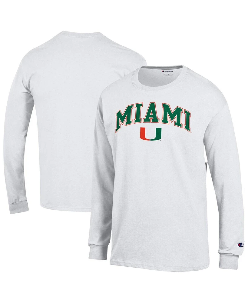 Champion Men's White Miami Hurricanes Arch Over Logo Long Sleeve T-Shirt