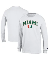 Champion Men's White Miami Hurricanes Arch Over Logo Long Sleeve T-Shirt