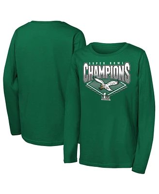 Outerstuff Big Boys and Girls Kelly Green Philadelphia Eagles Super Bowl Lix Champions Retro Diamond Long Sleeve T-Shirt