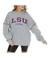 Gameday Couture Women's Heather Gray Lsu Tigers Competitive Edge Oversized Fleece Pullover Sweatshirt