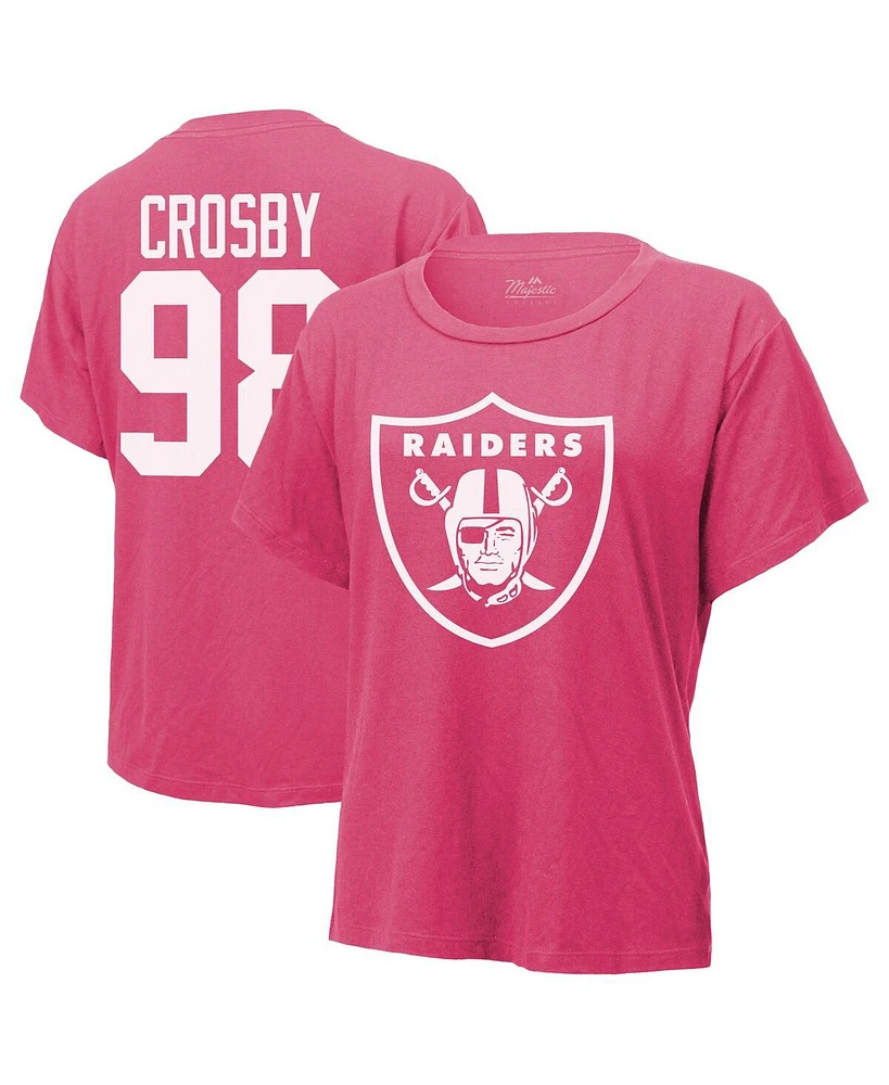 Majestic Women's Maxx Crosby Pink Las Vegas Raiders Name Number T-Shirt