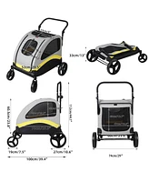 Bingopaw 4 Wheel Foldable Pet Travel Stroller With Basket