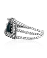 Sterling Silver Black Onyx Trapezoid Cuff Bracelet