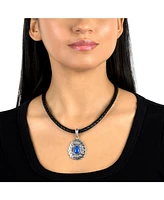 Sterling Silver Denim Lapis Pear Pendant Enhancer