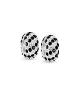 Bling Jewelry Set of 2 Solid Stripe Pave Crystal Bead Charm for European Bracelet Sterling Silver Core