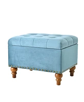 Upholstered Tufted Ottoman with Storage Nailhead Trim Bench Footstool for Living Room Bedroom Entryway Multi Purpose Easy Assembly-The Pop Home