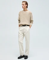 Mango Men's Regular-Fit Pleated Cotton-Linen Jeans