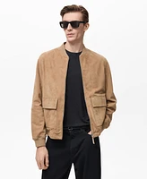 Mango Men's Suede Leather Bomber Jacket