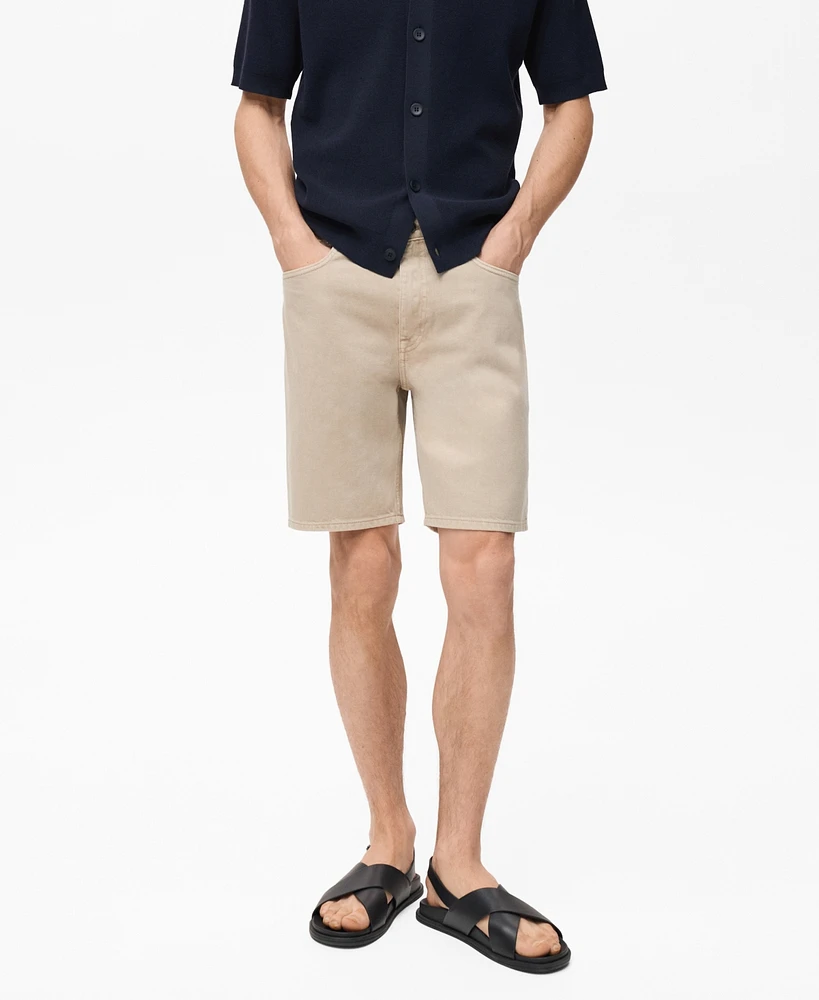 Mango Men's Denim Washed Effect Bermuda Shorts