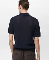 Mango Men's Openwork Knit Cotton Shirt