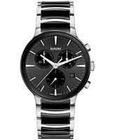 Rado Unisex Swiss Chronograph Centrix Black Ceramic & Stainless Steel Bracelet Watch 41mm