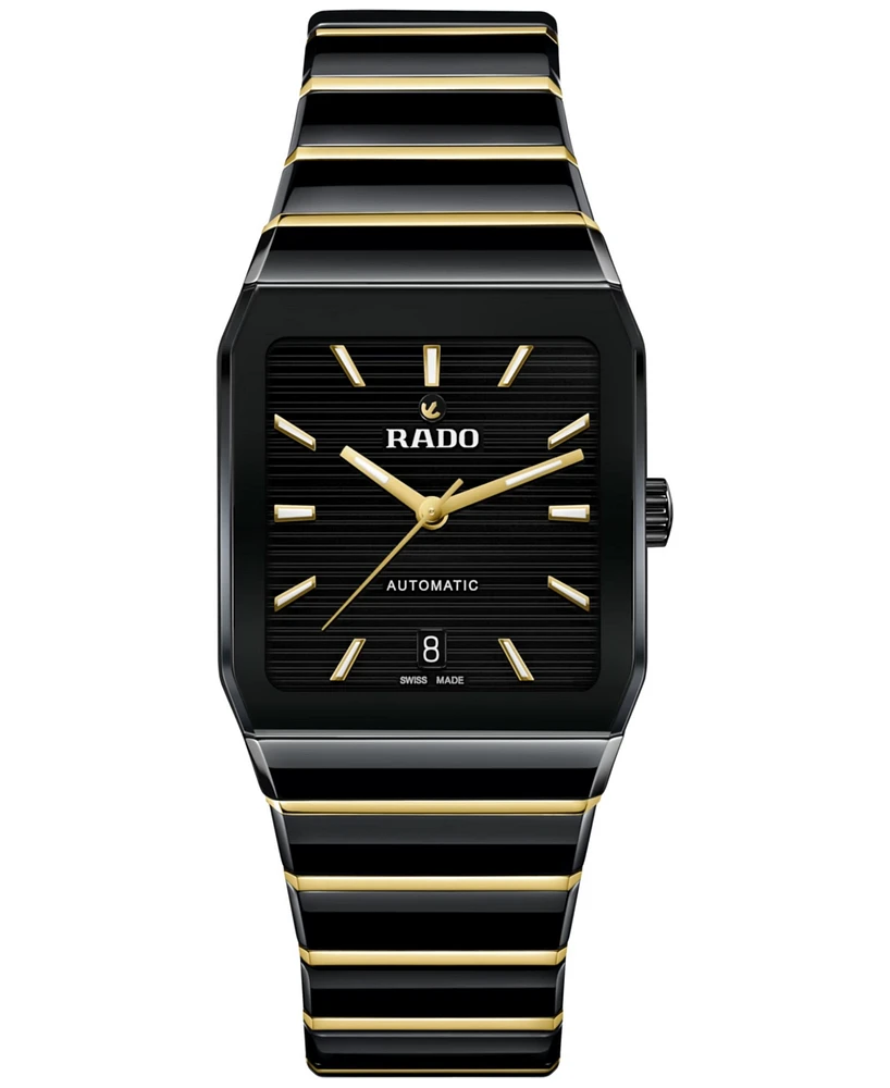 Rado Women's Swiss Automatic Anatom Gold Pvd Stainless Steel & Black Ceramic Bracelet Watch 33mm