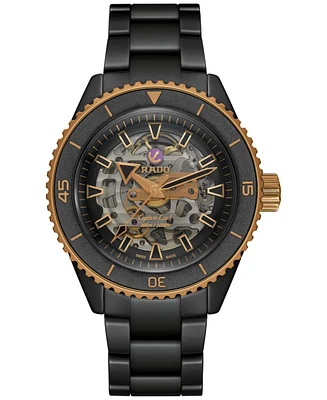 Rado Men's Swiss Automatic Captain Cook Skeleton Black High-Tech Ceramic Bracelet Watch 43mm