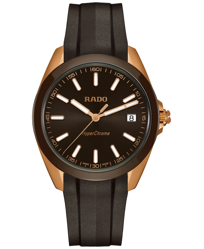 Rado Men's Swiss HyperChrome Brown Rubber Strap Watch 42mm