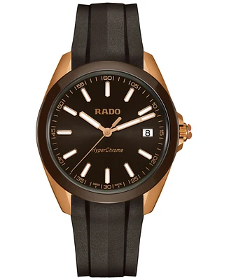 Rado Men's Swiss HyperChrome Brown Rubber Strap Watch 42mm