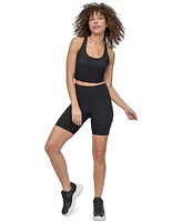 Dkny Sport Women's Rhinestone-Logo Pocket Bike Shorts
