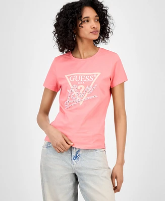Guess Women's Embellished Love Triangle T-Shirt