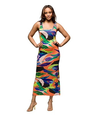 24seven Comfort Apparel Women's Multicolor Razorback Tank Casual Maxi Dress