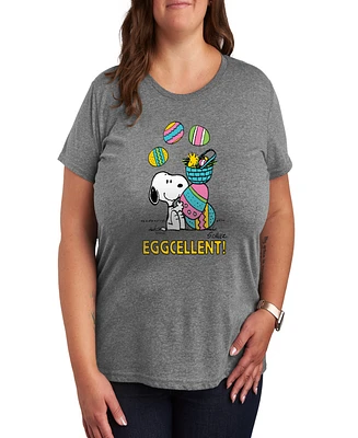Hybrid Apparel Plus Peanuts Easter Eggcellent Graphic Crew Neck T-Shirt
