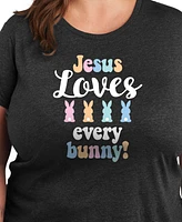 Hybrid Apparel Plus Jesus Loves Every Bunny Easter Graphic Crew Neck T-Shirt