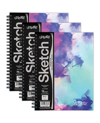 UCreate Fashion Watercolor Splash Poly Sketch Book, Pack of 3