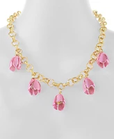 Betsey Johnson Faux Stone Garden Glam Statement Tulip Bib Necklace