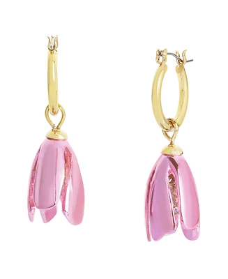 Betsey Johnson Faux Stone Garden Glam Tulip Huggie Earrings