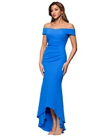 Xscape Petite Off-The-Shoulder High-Low Gown