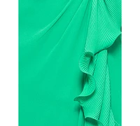 Xscape Women's V-Neck Ruffle-Trim Slit-Front Chiffon Gown
