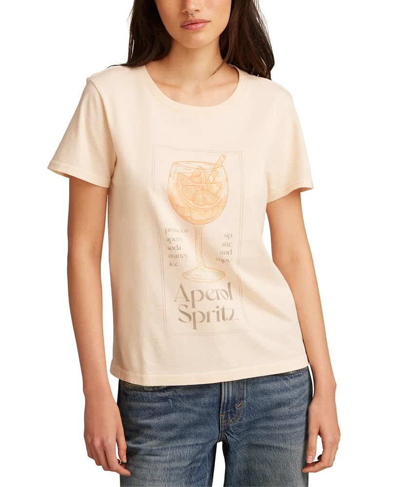 Lucky Brand Women's Cotton Aperol Spritz Crewneck Tee