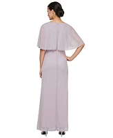 Sl Fashions Petite Metallic A-Line Cape Gown