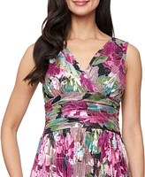 Sl Fashions Plus Metallic Floral-Print Gown