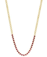 Effy Ruby (4-7/8 ct. t.w.) & Diamond (1-3/8 ct. t.w.) Halo 17-1/2" Collar Necklace in 14k Gold