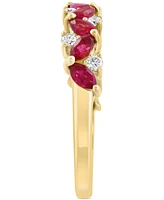 Effy Ruby (1 ct. t.w.) & Diamond (1/5 ct. t.w.) Marquise Cluster Ring in 14k Gold