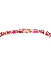 Effy Ruby (13-1/10 ct. t.w.) & Diamond (1/6 ct. t.w.) Oval Tennis Bracelet in 14k Rose Gold