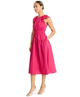Maggy London Women's Round-Neck Tie-Waist Midi Dress