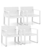 Patio Chairs Set of 4 Weather-resistant Plastic Outdoor Armchairs