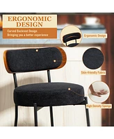 Dyhome 24 inches Bar Stools Set of 3, Modern Counter Height with Wood Back for Kitchen Island, Boucle Fabric Upholstered Barstools Home