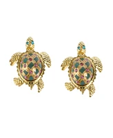 Betsey Johnson Faux Stone Turtle Stud Earrings