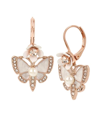 Betsey Johnson Faux Stone Butterfly Drop Earrings