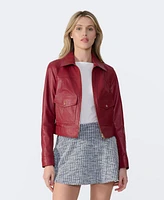 Furniq Uk Women's Bomber Leather Jacket, Created for Macy's