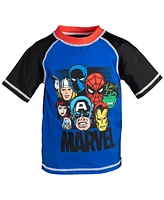 Avengers Boys Upf 50+ Rash Guard and Swim Trunks Outfit Set