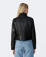 Furniq Uk Women's Bomber Leather Jacket